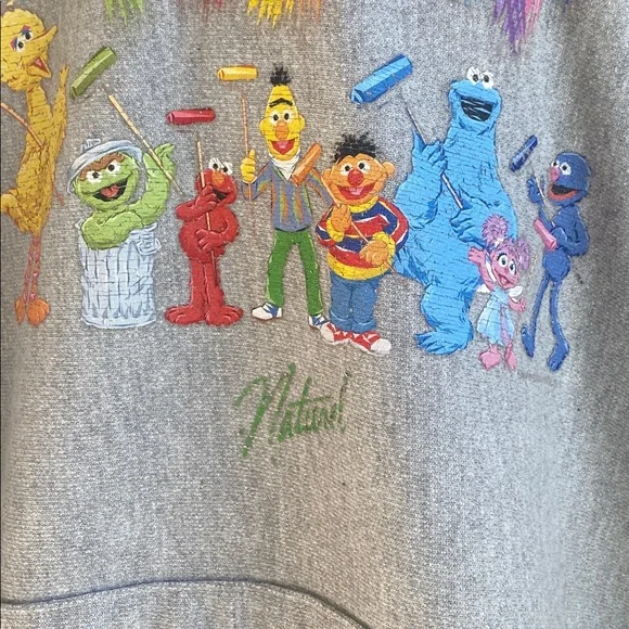 Champion brand collaboration with Sesame Street gray reverse weave hoodie XL - Picture 4 of 8